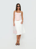 Such Delight Linen Midi Skirt White