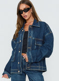 Kier Oversized Jacket Denim Dark Blue Wash