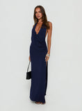 Asmeralda Plunge Low Back Maxi Dress Navy