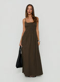 Magnolie Shirred Maxi Dress Green