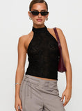 Hotter Than Fire Lace Halter Top Black