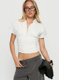 Chalia Ruched Collared Top White