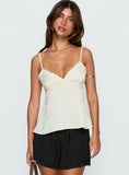 Had Me At Hello Lace Trim Floral Detail Top Cream