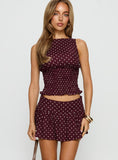 Tovie Frill Linen Blend Skort Plum Polka