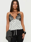 Jerelyn Lace Bust Cami Top White Polka