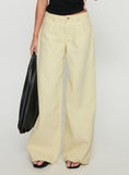 Ramos Low Rise Wide Leg Denim Jeans Butter Lemon