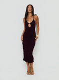 Gracie Halter Neck Midi Dress Plum