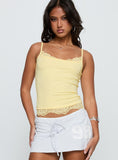 Falling Through Lace Detail Top Lemon