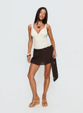 Reviva Ruched Wrap Mini Skirt Chocolate