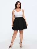 Elastic Waist Wave Scallop Hem Side Pocket Mini Skirt