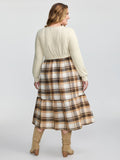 Plaid Contrast Wrap Neckline Midi Dress