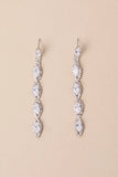 Upscale Direction Silver Rhinestone Drop Earrings