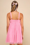 Cutest Princess Pink Swiss Dot Mesh Babydoll Mini Dress