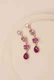 Precise Radiance Pink Rhinestone Drop Earrings
