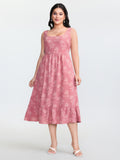 Soft Floral Pattern Ruffled Hem Midi Dress