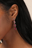 Precise Radiance Pink Rhinestone Drop Earrings