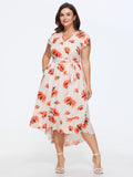 Floral Print Wrap A-Line Midi Dress