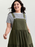 Adjustable Oversized Tiered Overall Maxi Dress