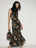 Reformation  Irisa Floral Print Midi Dress in Black