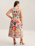 Floral Drama Cinched-Waist Maxi Dress