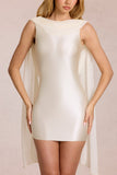 Draped Mini Dress in Pearl