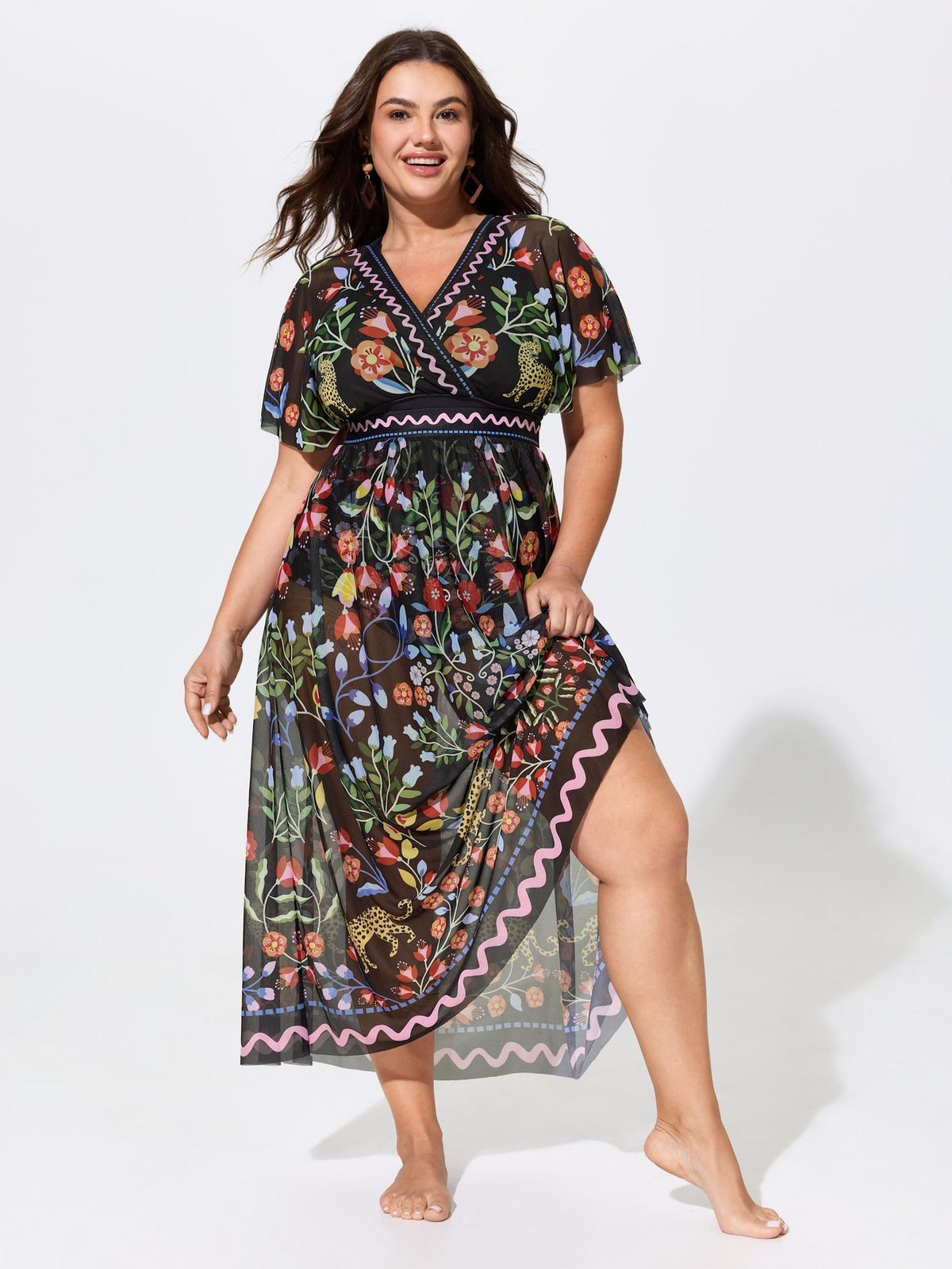Sarong Set Floral Print One-Piece Swimsuit