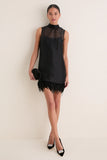 STAUD Black Albee Silk Mini Dress