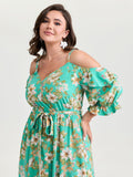 Breezy Floral Ruffled Hem Midi Dress