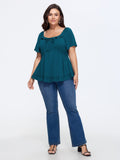 Stretchy Ruffled Edge Plain Knit Top