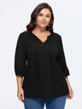 Stretchy Crinkle Textured Neck Tie Blouse