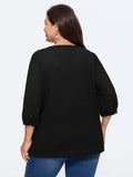 Stretchy Crinkle Textured Neck Tie Blouse