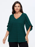 Textured Ruffle Petal Sleeve Blouse