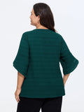 Textured Ruffle Petal Sleeve Blouse