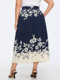 Floral Print Elastic Waist Pocket Midi Skirt