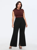 Solid Pocket Split Hem Flared Pants