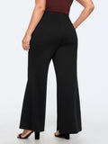Solid Pocket Split Hem Flared Pants