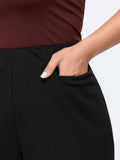 Solid Pocket Split Hem Flared Pants