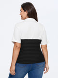 Shirt Collar Color Block Patchwork Top