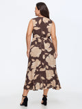 Floral Wrap Ruffle Side Drawstring Midi Dress