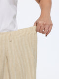 Textured Striped Pleated Wide Leg Pants