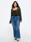 Cut Out Front Tie Cropped Cardigan