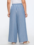 Color Contrast Stripe Drawstring Wide Leg Pants