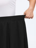 Elastic Waist Wave Scallop Hem Side Pocket Mini Skirt