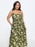 Floral Print Shirred Cami Midi Dress