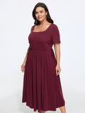 Supersoft Square Neck Side Drawstring Midi Dress