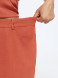 Linen Blend High Waist Straight-Leg Pants