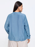 Plain Tab Sleeve Dual Pocket Blouse