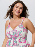 Supersoft Paisley Print Shirred Waist Adjustable Strap Midi Dress