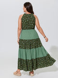 Supersoft Floral Print Patchwork Drawstring Tiered Maxi Dress