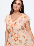 Seashell Print Front Tie Peplum Blouse